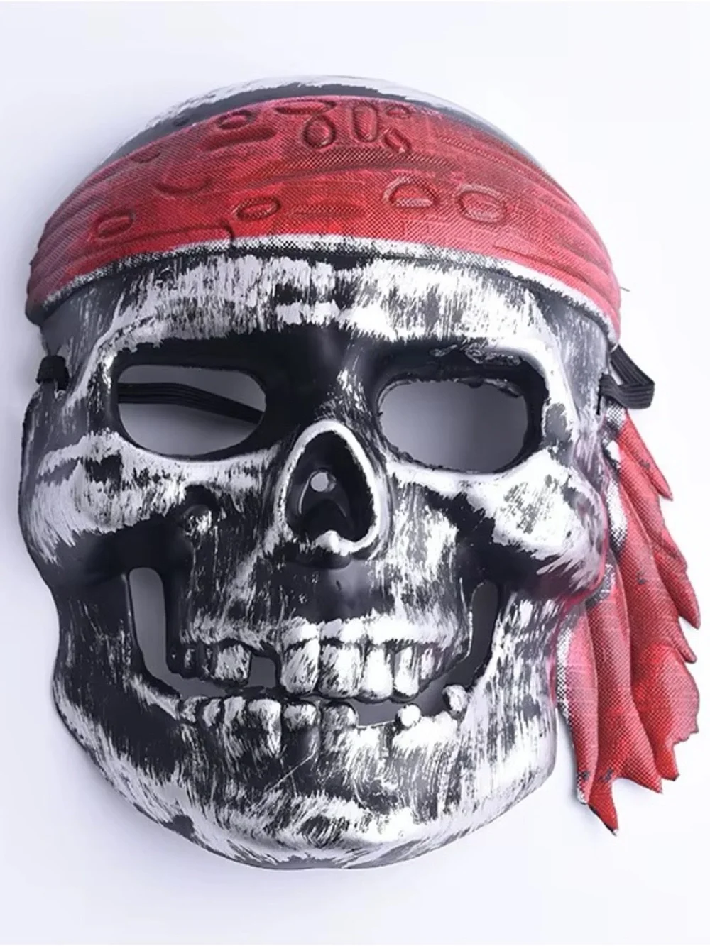 Skull Pirate Wall Mask with Red Bandana plastic mask